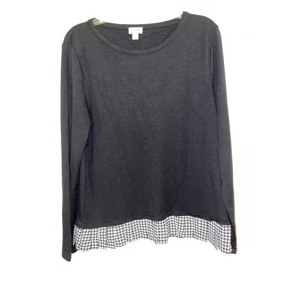 J. Crew Women’s LS herringbone Ruffle Hem Shirt‎ L - Picture 1 of 6